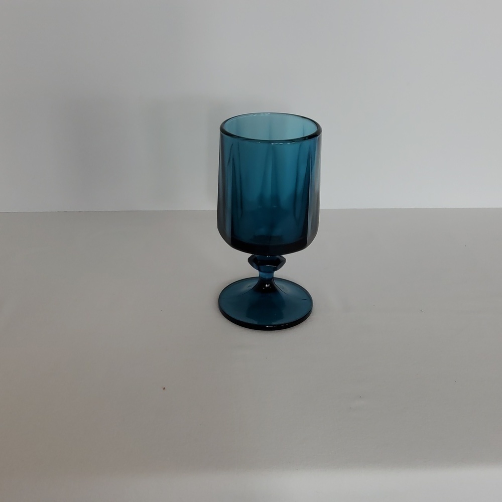 Vintage Footed Teal Blue Drinking Glass